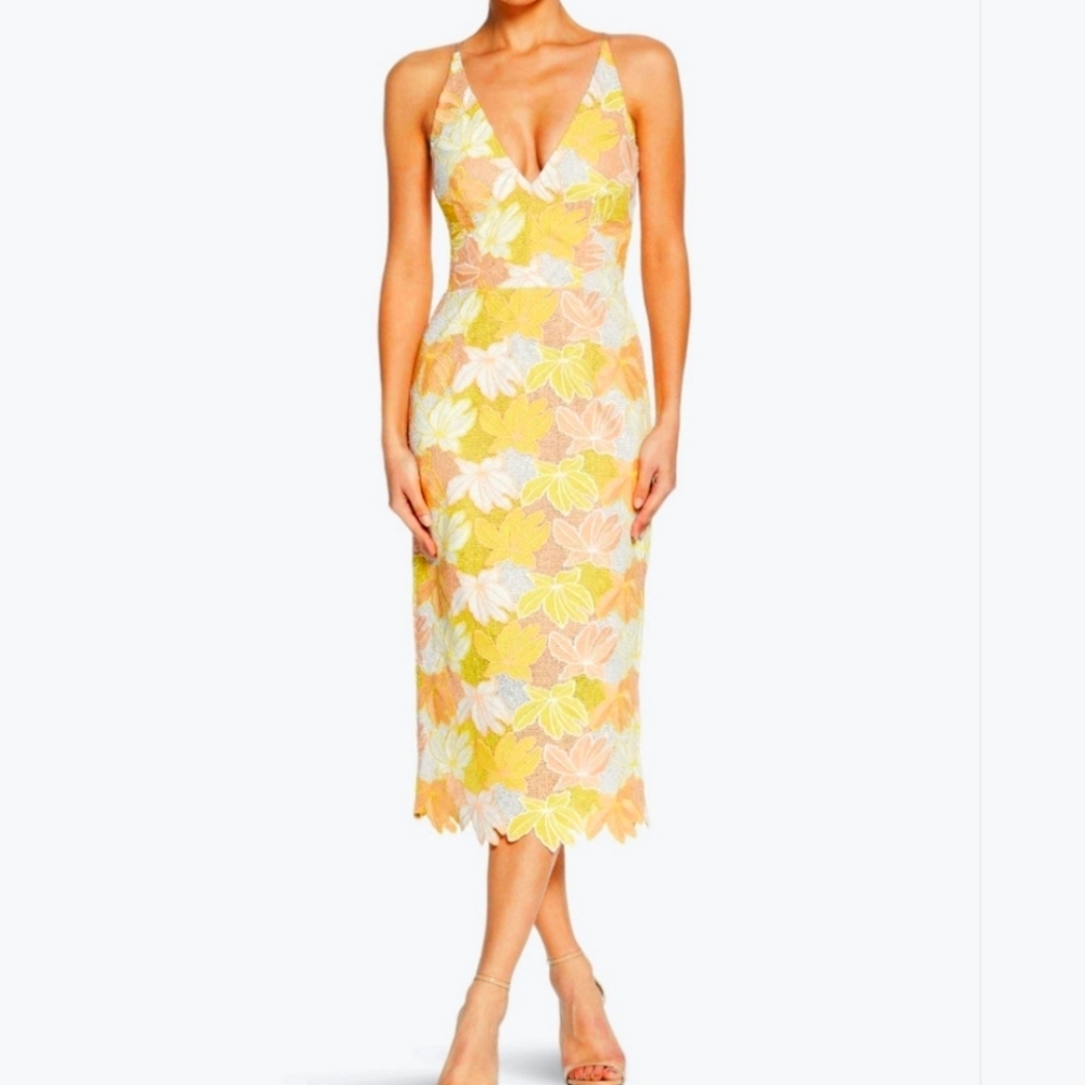 Dress The Population | Aurora Lace Dress In Citrus
